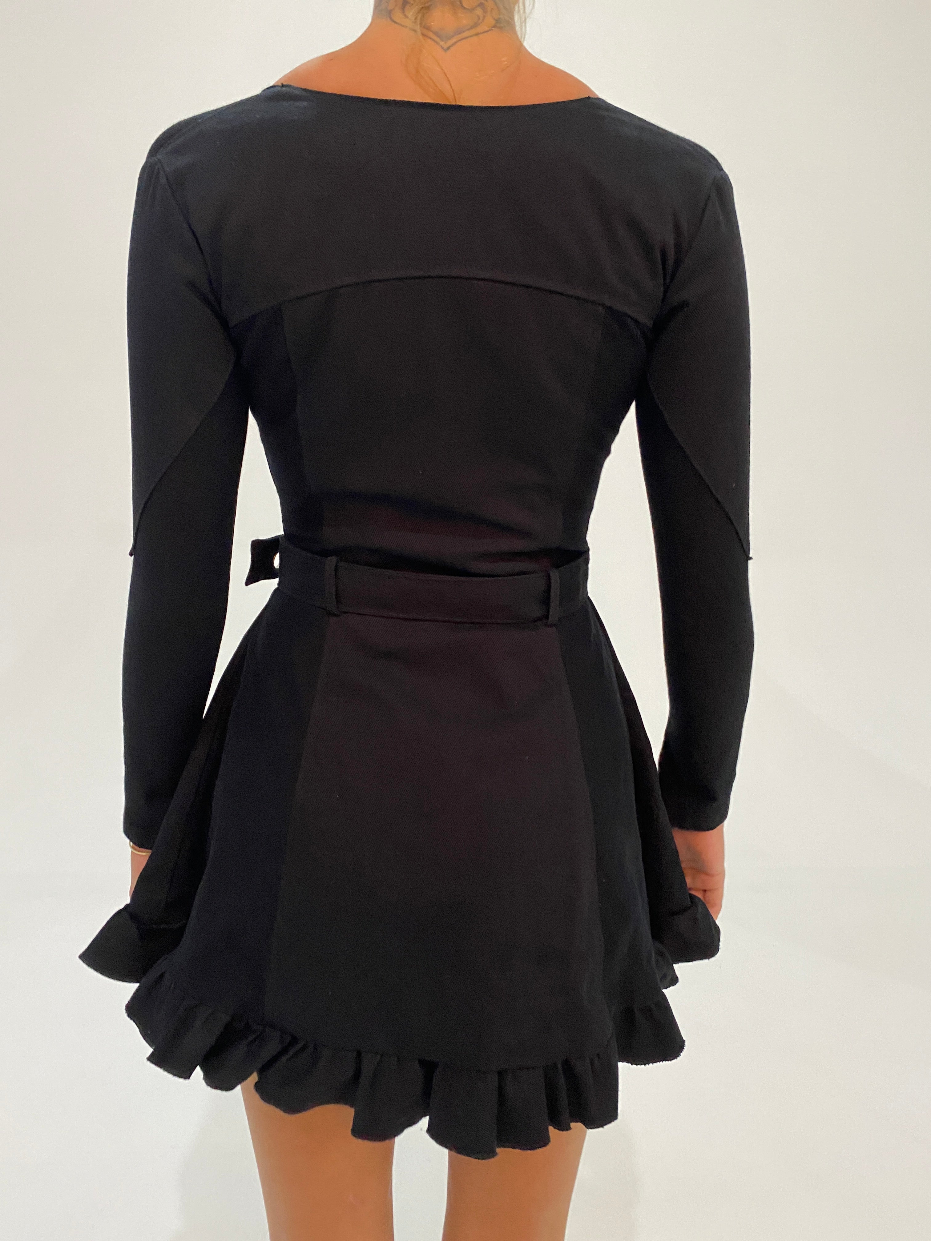 Black Denim Frill Dress