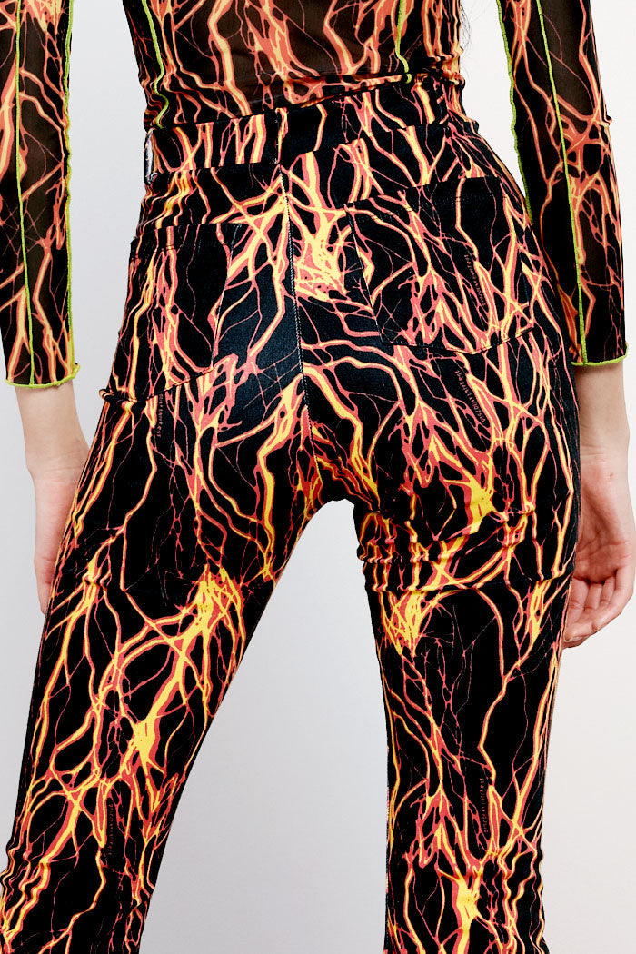 She's Electric Lightning Print Flares