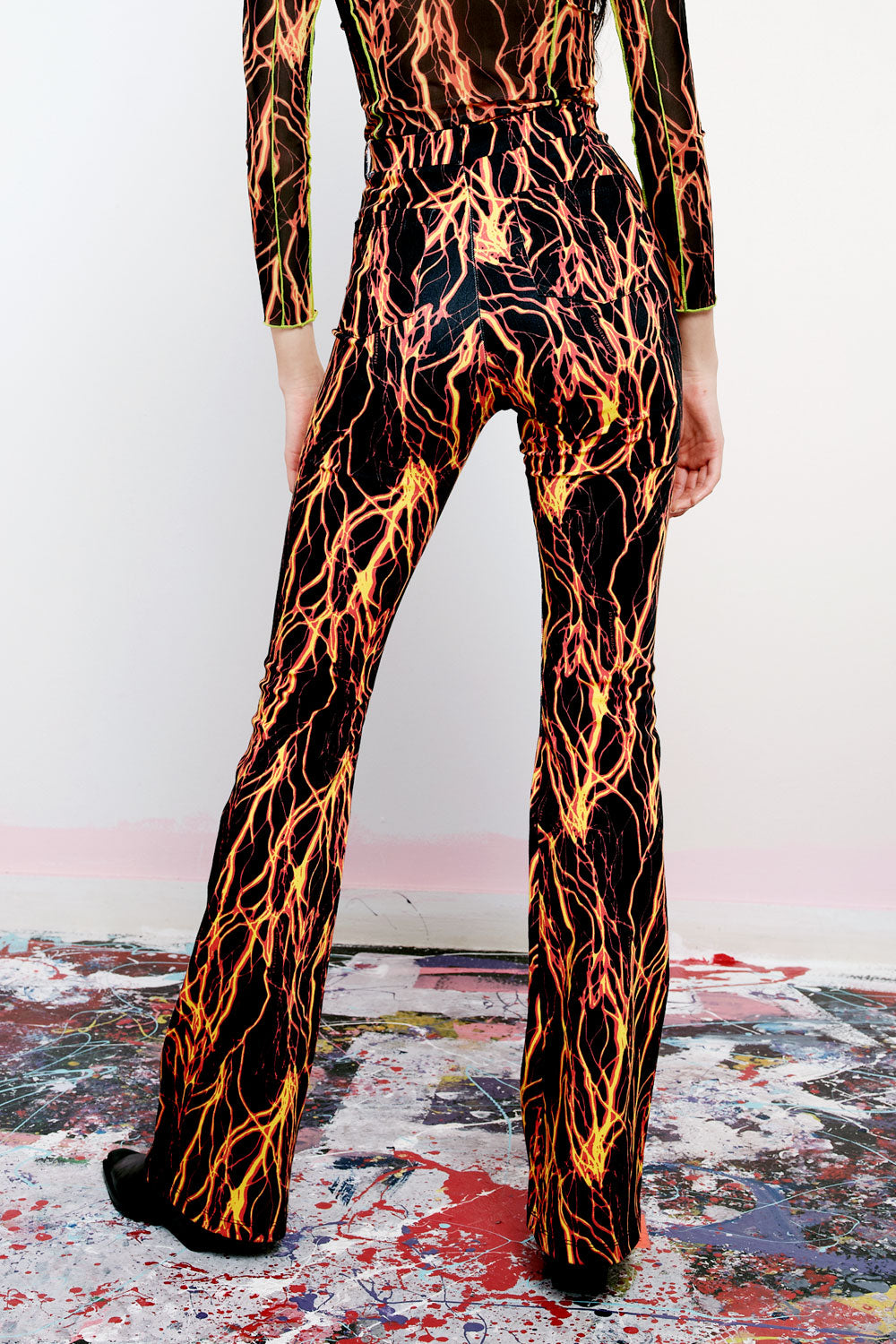 She's Electric Lightning Print Flares