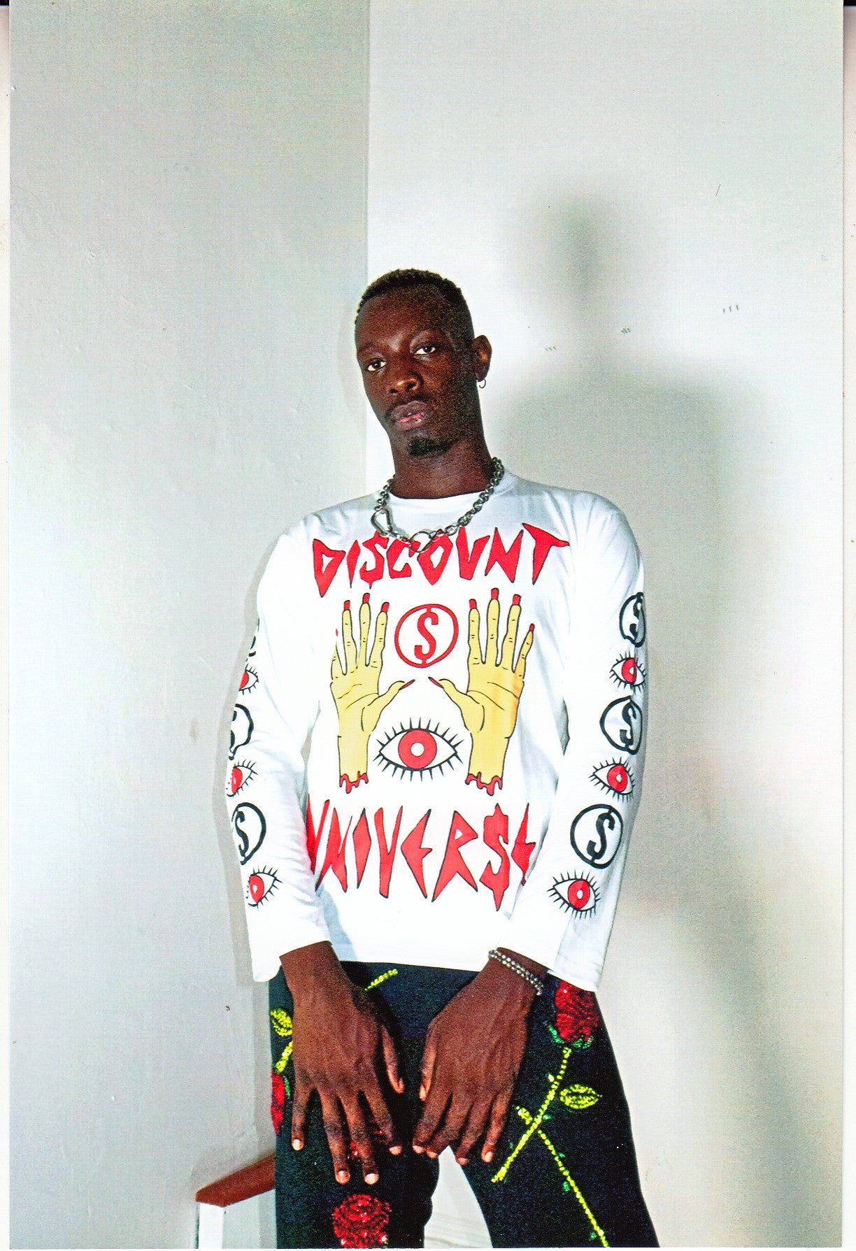 'HANDS OFF' Long Sleeve Tee White/Red