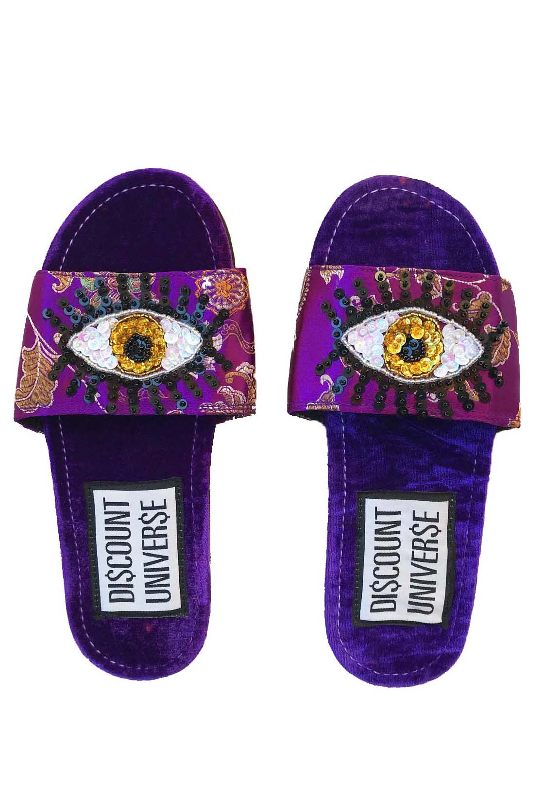 Purple Velvet Evil Eye Slides