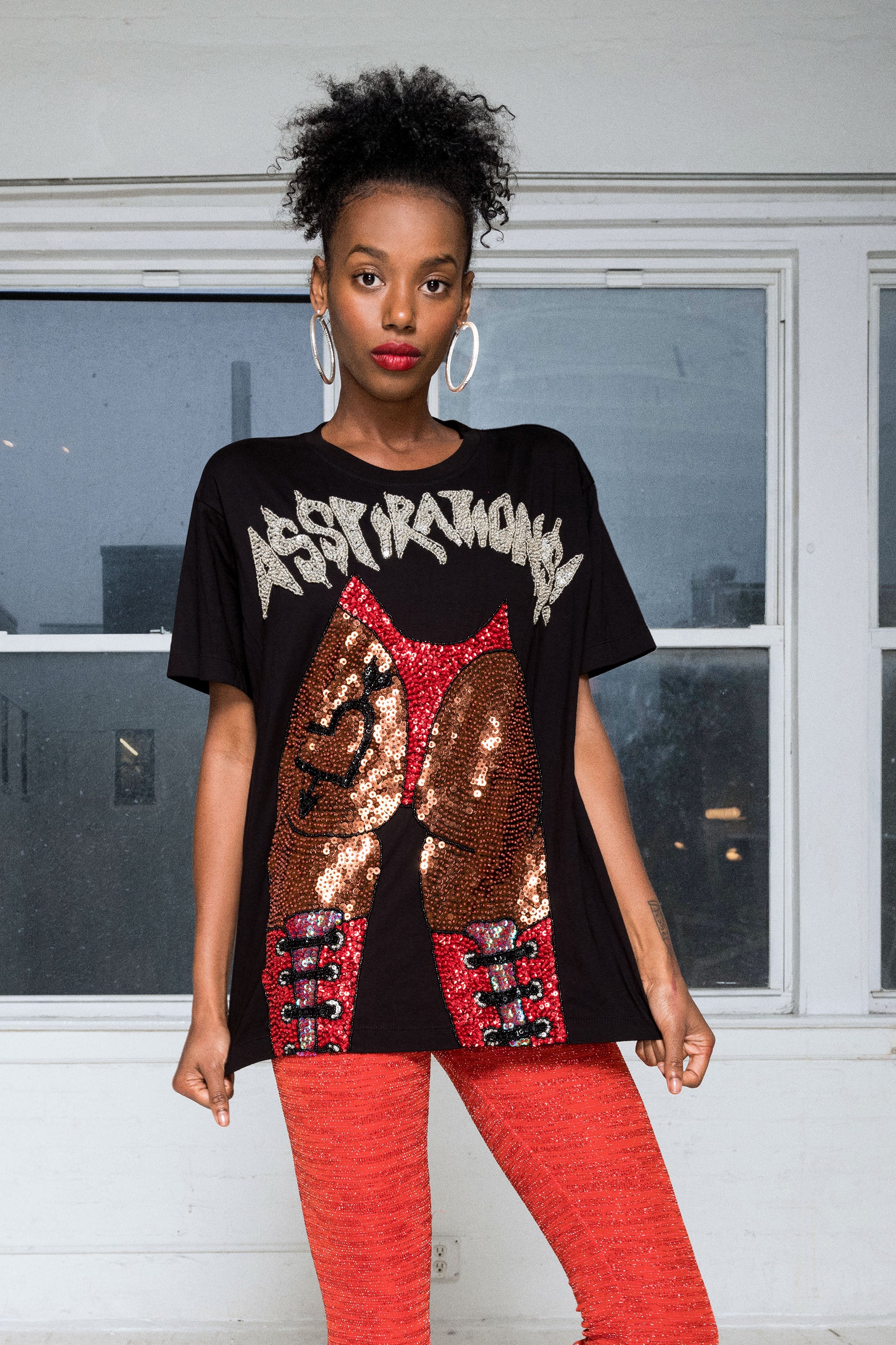 The ASSPIRATIONS! Sequin Tee in Brown