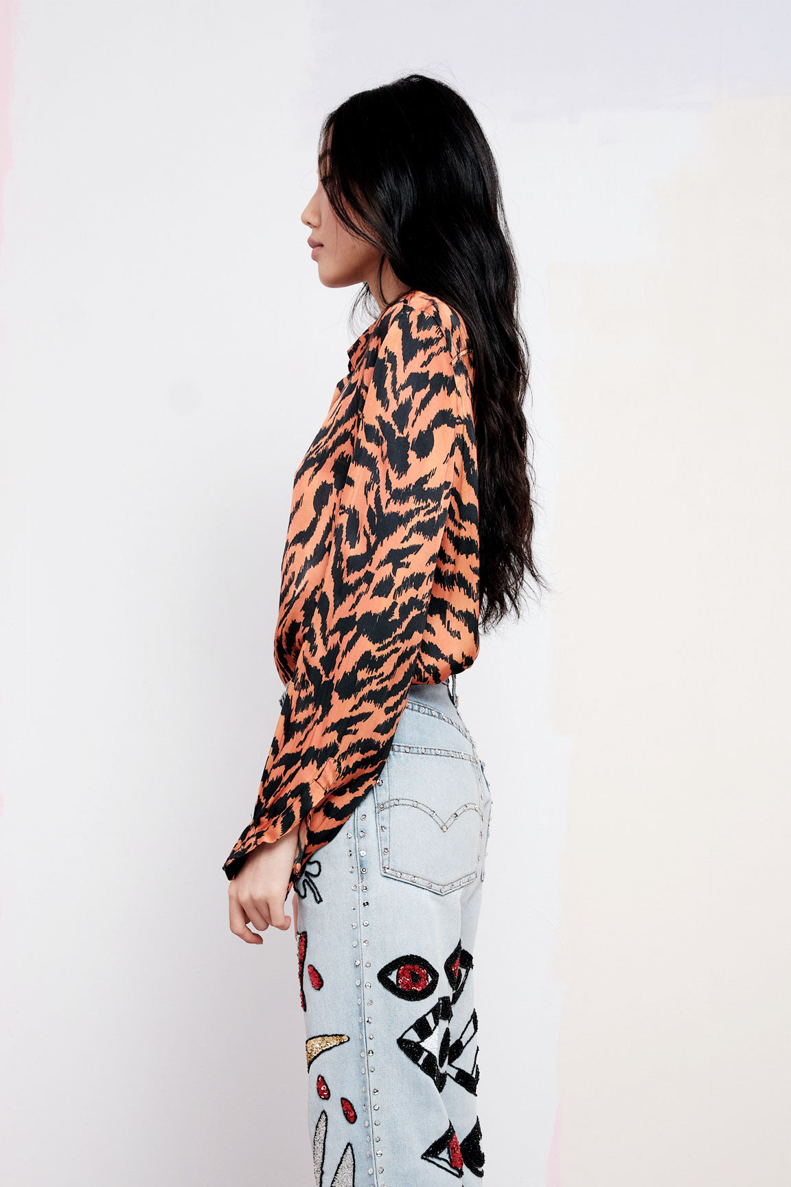 Tiger Print Button Down