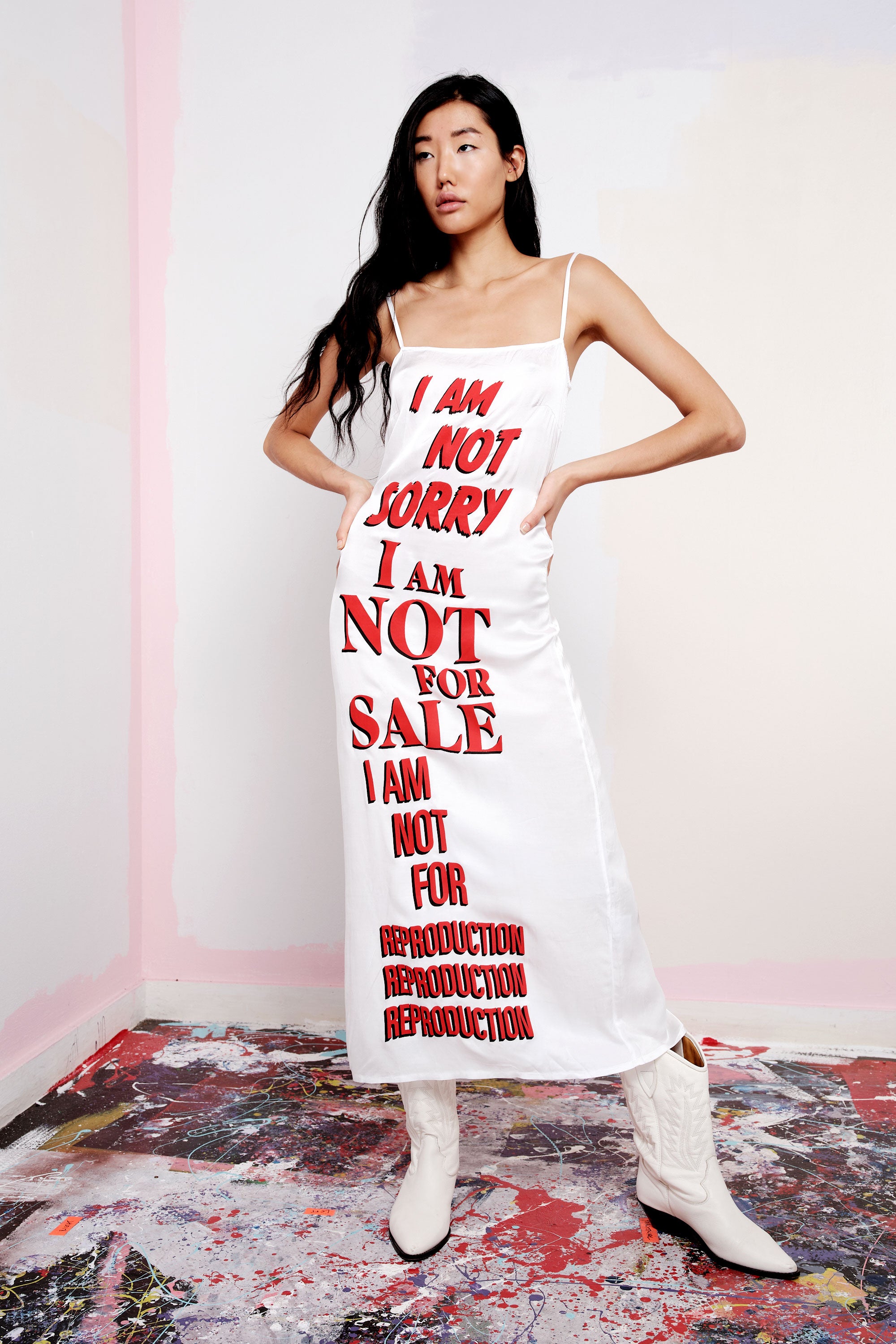 I AM NOT SORRY Print Slip Dress