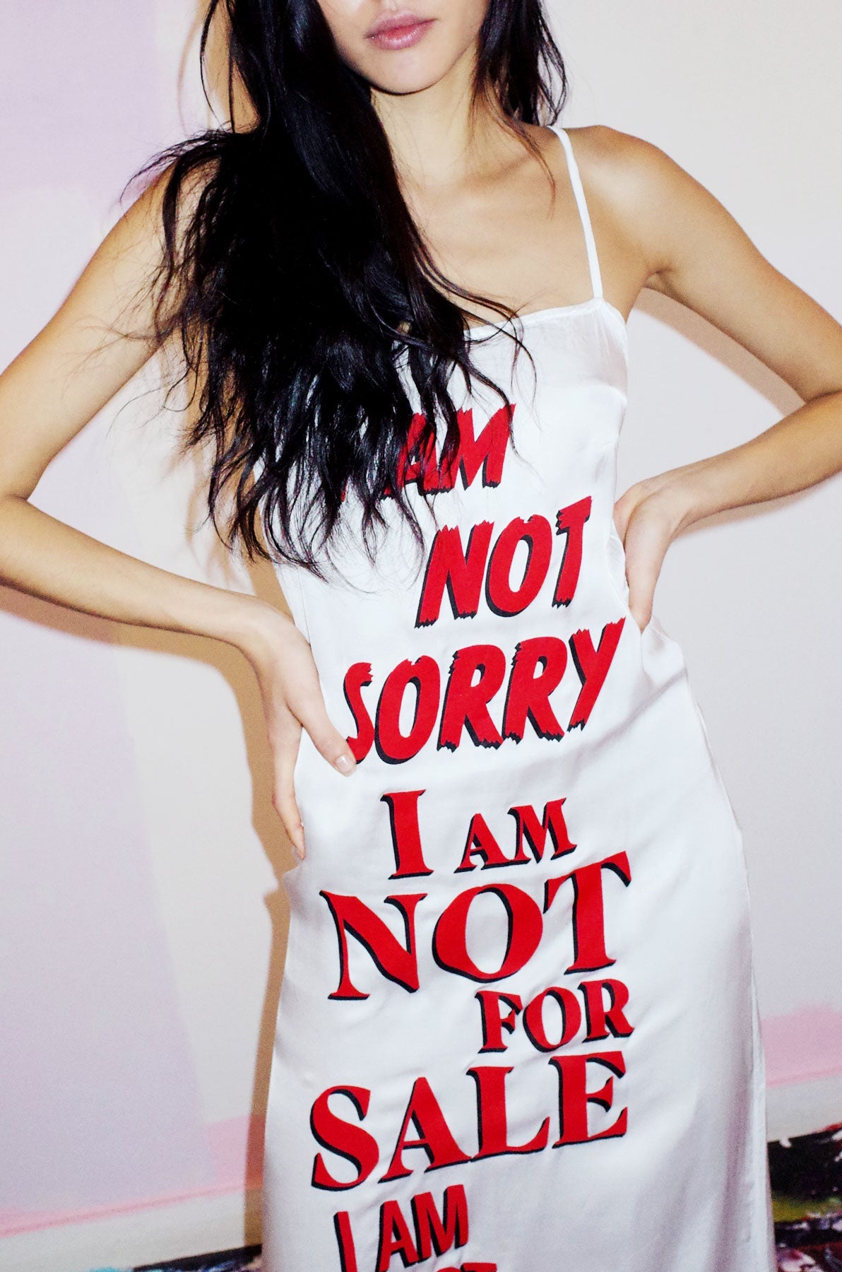 I AM NOT SORRY Print Slip Dress