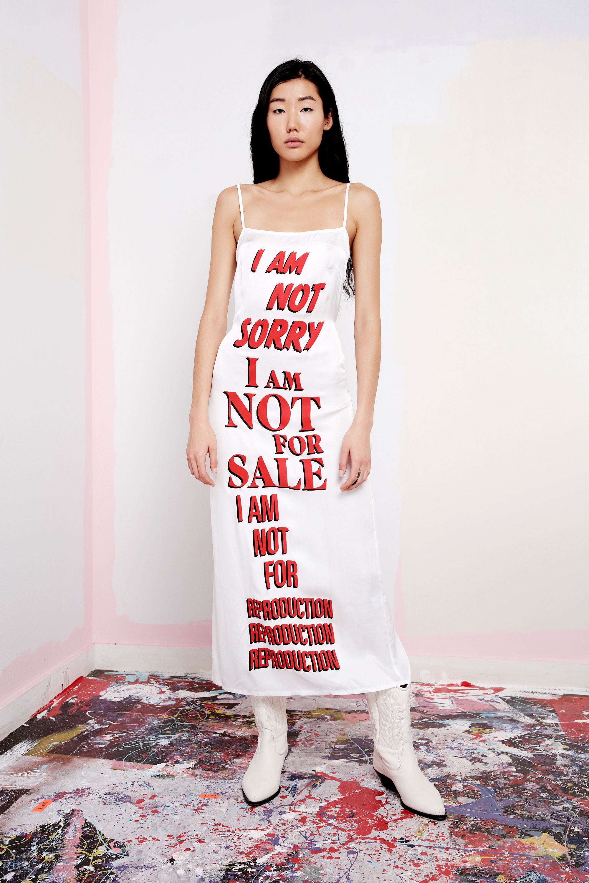 I AM NOT SORRY Print Slip Dress